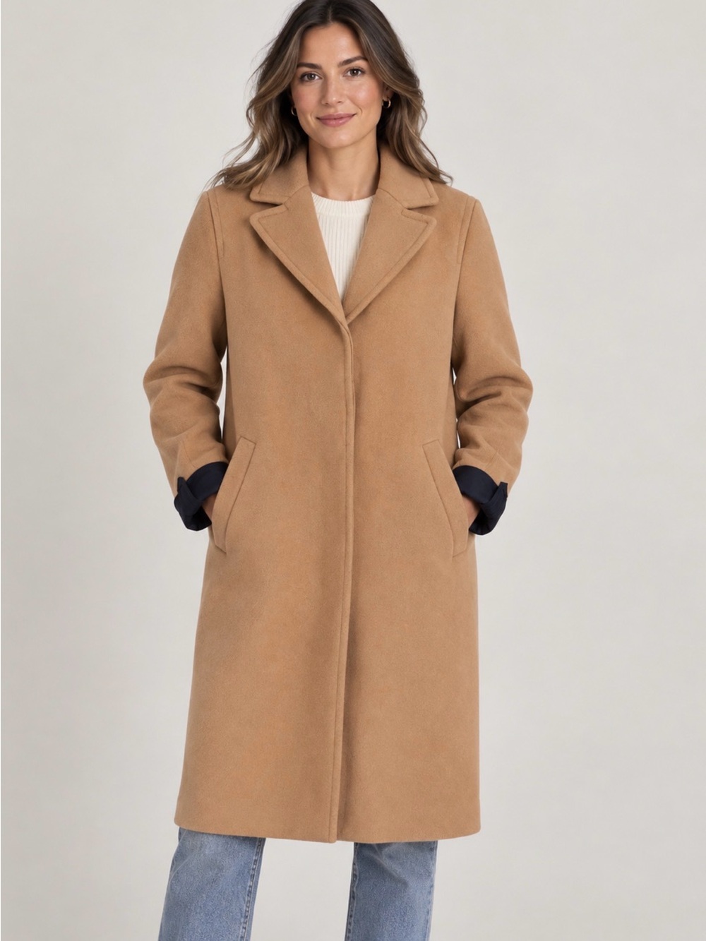 Maje Camel cashmere Wool-Blend Long Coat anthropologie size medium